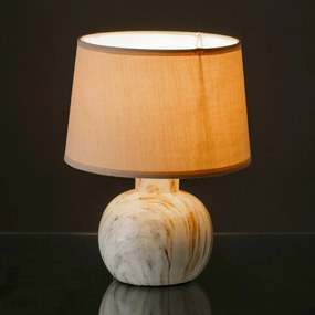 Lampada da tavolo in ceramica beige con paralume in tessuto (altezza 26,5 cm) - Casa Selección