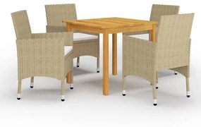 Set mobili da pranzo per giardino 5 pz beige