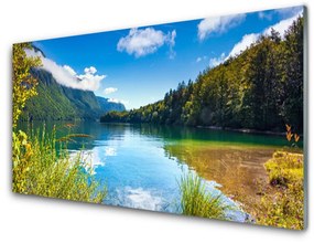 Quadro acrilico Foresta Montagna Natura Lago 100x50 cm