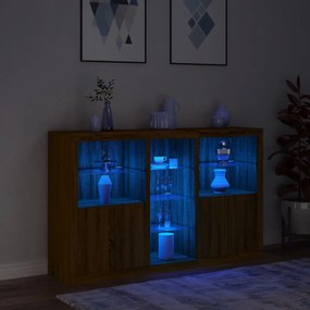 Credenza con luci led rovere marrone 162x37x100 cm