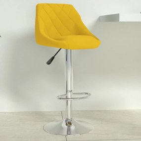 Sgabello Da Bar Giallo Senape İn Velluto /
