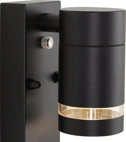 Lampada da parete moderna da esterno nera IP44 con sensore crepuscolare - Ensam