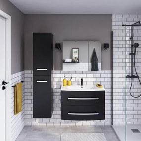 Mobile da bagno sospeso sotto lavabo L 81.2 x H 53.7 x P 47.5 cm nero laccato opaco, 2 cassetti SENSEA Perla