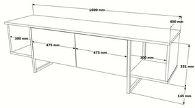 Mobile TV Da Terra 160 Cm Stile Industrial Con Ante A Ribalta Icaro Rovere