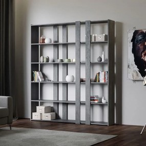 Libreria Eleganza Kato, Composizione A Kato 6R 2 fianchi 4 fasce lunghe / Cemento