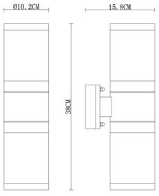 Applique E27 Cilindrica Bidirezionale, IP54 da Esterno - Nera Base E27