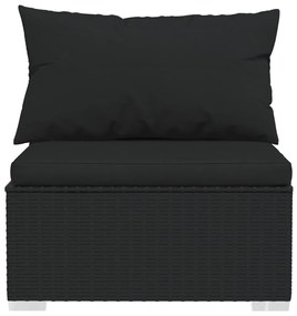 Set Divani da Giardino 6 pz con Cuscini in Polyrattan Nero