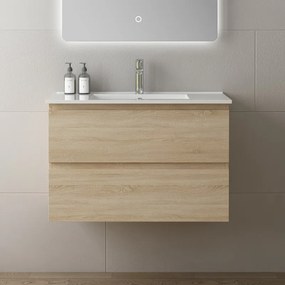 Kamalu - Mobile bagno 80 cm lavabo integrato legno chiaro | KAM-HR80