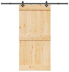 Porta Scorrevole Con Set Hardware 100x210cm Legno Massello Pino /