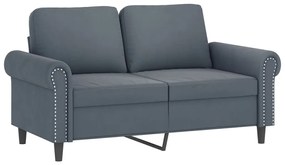 Set di divani 3 pz con cuscini grigio scuro in velluto