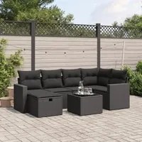 Set Divani da Giardino con Cuscini 7pz Nero Polyrattan 3263491