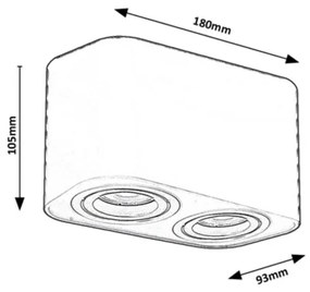 Rabalux 2054 - Faretto KOBALD 2xGU10/42W/230V bianco