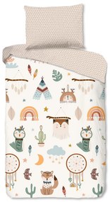 Set copripiumino e federa da bambini beige in cotone per letto singolo 140x200 cm Remi – Good Morning