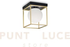 Lingotto lampadario da soffitto nero-ottone sfera bianca 1 luce att...