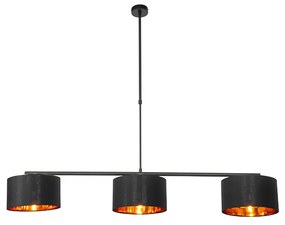 Lampada a sospensione moderna nera con oro 125 cm 3 luci - VT 3