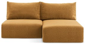 Divano angolare arancione allungabile/con contenitore (con penisola a destra) Kalena – Makamii