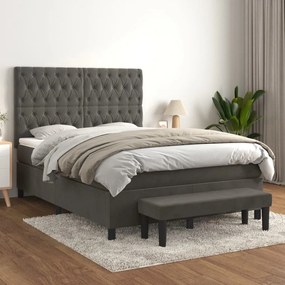 Giroletto A Molle Con Materasso Grigio Scuro 140x200 Cm Velluto /