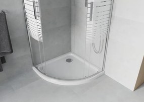 Mexen Rio cabina doccia semicircolare 90 x 90 cm, fasce bianche, cromo + piatto doccia Flat, bianco - 863-090-090-01-20-4110