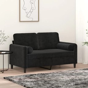 Divano A 2 Posti Con Cuscini Nero 120 Cm İn Velluto /