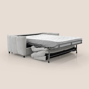 Peonia divano letto scandinavo con materasso H18 cm e morbido e alto schienale in tessuto Bouclé impermeabile T07 grigio