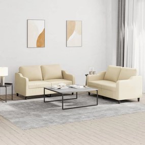 Set Di Divani 2 Pz Con Cuscini Crema İn Tessuto /