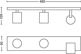 Philips 53093/48/12 - Faretto LED RGBW dimmerabile RUNNER 3xGU10/6W/230V cromo + telecomando