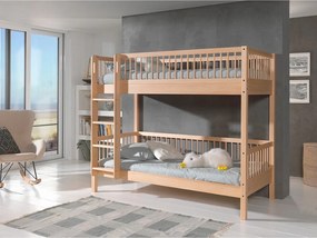 Letto da bambini a castello di colore naturale in faggio massiccio con rete inclusa 90x200 cm Forrest – Vipack
