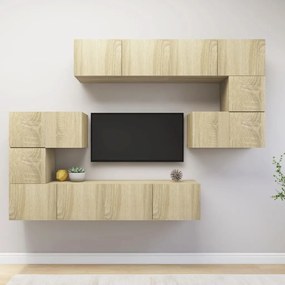 Set Mobili Porta Tv 8pz Rovere Sonoma İn Legno Multistrato /