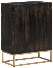 Credenza nera 55x34x75 cm in legno massello di mango e ferro