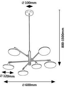 Rabalux 72239 - Lampadario LED a sospensione con filo MADI 6xLED/4W/230V 3000K