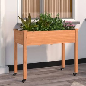 Fioriera Ruote Fodera Marrone 118x59x80cm Legno Massello Abete /