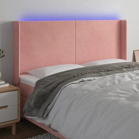 Testiera A Led Rosa 163x16x118/128 Cm İn Velluto /