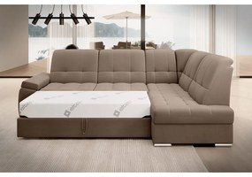 Divano angolare marrone allungabile/con contenitore (con penisola a destra/a L) e rivestimento in velluto Sado – ELTAP