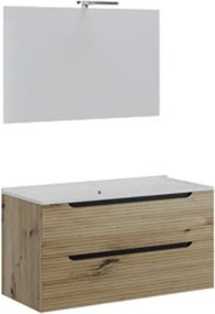 Mobile Bagno Sospeso Comfort 2 Cassetti Dogato 100 Cm Rovere Oro