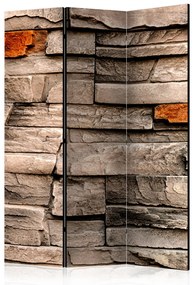 Paravento Canto della Pietra (3-parti) - blocchi di pietra marrone