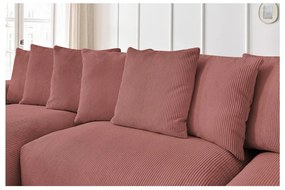 Divano angolare in rosa chiaro con rivestimento in velluto a coste Voltaire – Bobochic Paris