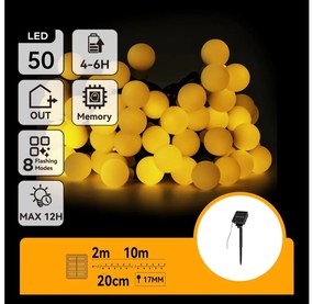 Aigostar - LED Solare catena decorativa 50xLED/8 funzioni 12m IP65 bianco caldo