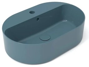 Lavabo da appoggio Wave OLYMPIA CERAMICA ovale in ceramica L 60 x H 17 x P 40 cm petrolio lucido