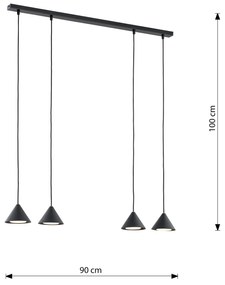 Sospensione Minimal Skadi 4 Luci In Acciaio Nero