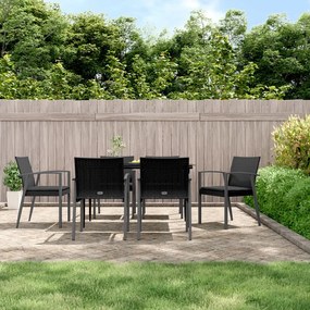 Sedie da Giardino con Cuscini 6pz Nere 56,5x57x83 cm Polyrattan