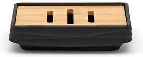 Accessori bagno in set da 3 pezzi in abs nero linea Wave
