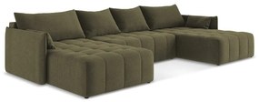 Divano angolare color kaki allungabile/con contenitore (a U) Moku – Makamii