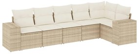 Set divano da giardino 6 pz con cuscini beige in polyrattan