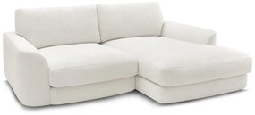 Divano angolare bianco (con penisola a destra/con chaise lounge) con rivestimento in bouclé Leonore – Bobochic Paris