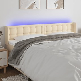 Testiera A Led Crema 203x16x78/88 Cm İn Tessuto /