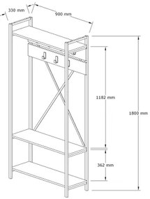 Parete ingresso ALFA 180x90 cm bianco/nero