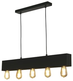 Lampadario Industrial-Nordico Pianoforte Acciaio Nero 5 Luci E27