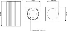 Plafoniera Quadrata 70x70mm h110mm GU10 in Gesso Rigato