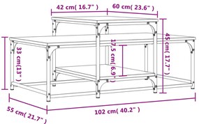 Tavolino da Salotto Rovere Sonoma 102x60x45cm Legno Multistrato