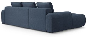 Divano angolare blu scuro allungabile/con contenitore (con penisola a sinistra/con chaise lounge) Linz – Cosmopolitan Design